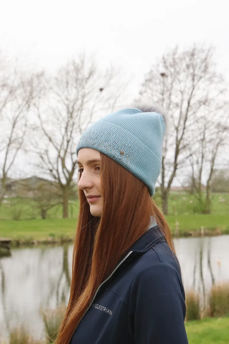 Hy Equestrian Synergy Diamante Bobble Hat - Aqua-1
